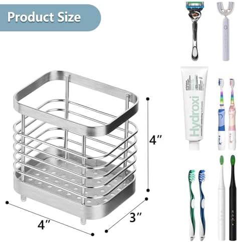 Toothbrush Holder for Bathroom, Stainless Steel Electric Toothpaste Holder - Image 2