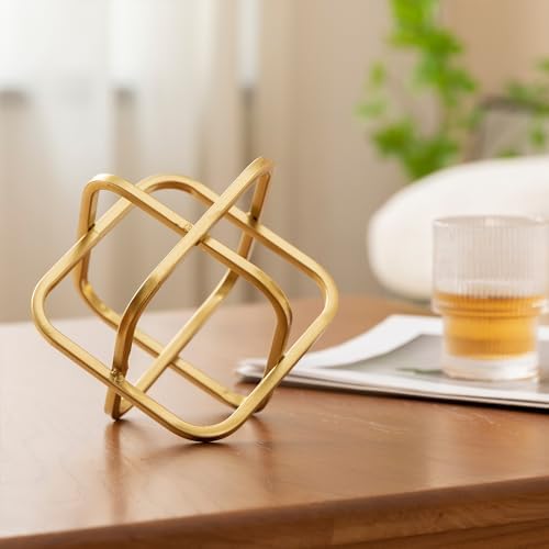 5.5" Gold Metal Geometric Sculpture, Modern Square Decorative Sphere - Image 4