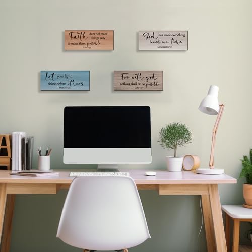 4 Pieces Christian Bible Verses Wall Decor Religious Prayer Wall Art Wooden Bathroom Decor Farmhouse Religious Gifts for Women Office Home Bedroom Bathroom Living Room(Farmhouse 10x4 In) - Image 5