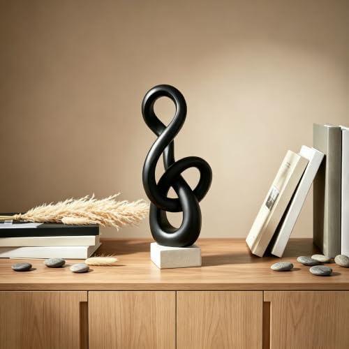16" Modern Abstract Ribbon Decorative Sculpture, Knot Sculptures,Home Decor,Coffee Table Statues,Dining Living Room Desk Decor,Musical Note,Black - Image 5