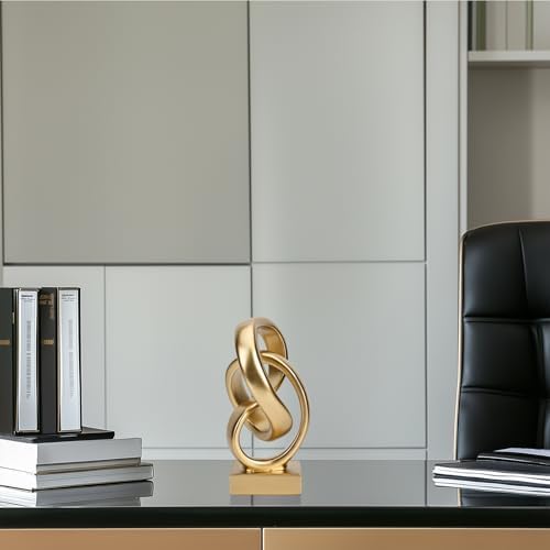 Abstract Gold Knot Statue, Geometric Knot Decor, Gold Decor on Shelf Bookshelf countertop for Living Room Coffee Table Office Coffee Table entryway entryway Desktop Decorative Ornament. - Image 3