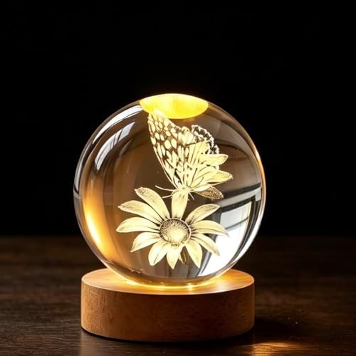 Butterfly Flowers Crystal Ball Gifts for Women Girlfriend Wife Mom Lovers by COQIRAUSEN