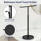 STWWO Hand Towel Holder, Height Adjustable 12.4"-16.7" Towel Stand, Black - Image 5