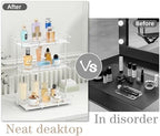 Bathroom Organizer Countertop Perfume Organizer Makeup Organizer Cosmetics Storage Display Rack Vanity Tray Dresser Stainless Steel Gold Shelf White Marble Ceramic Tray - Image 5