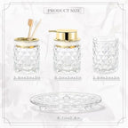 CERBIOR Bathroom Accessories Set, 4 PCS Glass Bathroom Set,Golden White - Image 2
