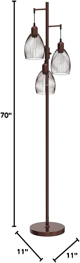 Dimmable Floor Lamp, 3 x 800LM LED Edison Bulbs Included, Farmhouse Industrial - Image 9