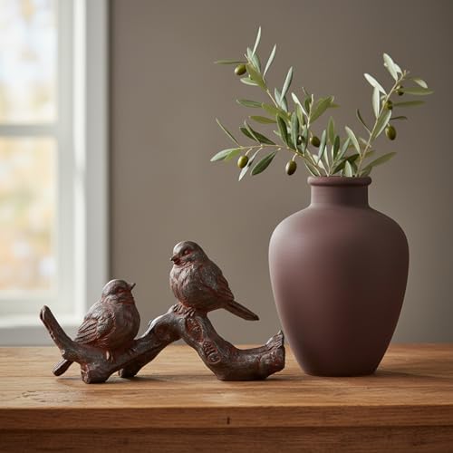 Braxio Bird Figurines Home Decor – Resin Tabletop Vintage Distressed Birds on Branch, Rustic Farmhouse Decor for Living Room, Bedroom, Office, 6 x 2.3 x 3.4 Inches - Image 2