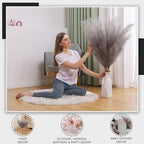 7 Pcs 45" Faux Pampas Grass – Fluffy Artificial Pompous Grass for Tall Floor Vase, Non-Shedding Home Decor, Boho Wedding Flowers, Baby Shower Centerpieces, Bedroom & Living Room Decor (Grey) - Image 3