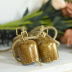 Gold Metal Vintage Bells with Jute Hanging Rope, Decorative Cow Bell - Image 2