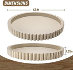 Handmade 12in Decorative Tray for Coffee Table Tray Decor, Gray Wooden Decorative Round Tray for for Coffee Table, Dining Room Table Entryway and Living Room Table - Image 2