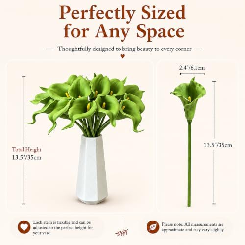 Mandy's 20pcs Green Calla Lily Artificial Flowers - Image 3