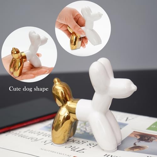 Notakia Gold Balloon Dog Figurine Ceramic Statue Modern Home Decor Accent - Image 5