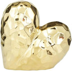 Deco 79 Porcelain Ceramic Heart Decorative Sculpture Dimensional Angled Origami Inspired Home Decor Statue, Accent Figurine 8" x 3" x 8", Gold by Unknown