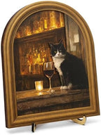 3D Funny Tuxedo Cat Wall Art Sign for Bar Decor, Vintage Drinking Cat Portrait Wall Decor, 8x10 Inch by Unknown