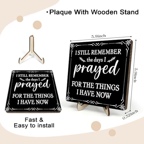 I Still Remember the Days I Prayed Wooden Sign, Christian Sign Home Decor Wooden Plaque for Rustic Home Farmhouse Office Living Room Desk Shelf Decor (black, 5.9x5.9inches) - Image 2