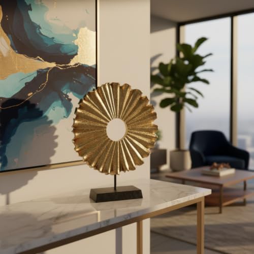 Modern Abstract Round Decorative Sculpture, Dining Living Room Desk Decor,Geometric Home Decor Statues,Shelf Top Decor Aesthetics, Coffee Tables or Office Shelves（Golden） - Image 6
