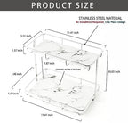 Bathroom Organizer Countertop Perfume Organizer Makeup Organizer Cosmetics Storage Display Rack Vanity Tray Dresser Stainless Steel Gold Shelf White Marble Ceramic Tray (2 Tier L-Sliver) - Image 6