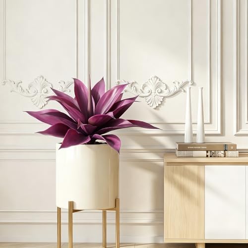 Artificial Agave 16.5In Faux Agave Fake Greenery Outdoor Artificial Plant Fake Plant for Indoor Home Decoration Plastic Plant Outdoor Decor Front Porch Decor Simulation Plants 2Pack(Purple) - Image 6