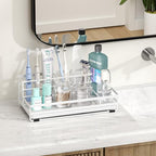 HapiRm Toothbrush Holders for Bathroom - 5 Partitions Bathroom Counter Organizer with Instant Drying Stone, Stainless Steel Countertop Storage Electric Toothbrush Toothpaste Holder - White - Image 7