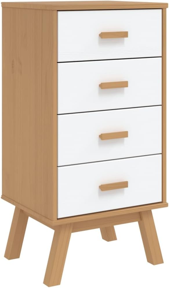 Scandinavian Style Bedside Cabinet in White and Brown - Image 2