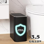Black Bathroom Accessories Set, 3.5 Gal Trash Can with Press-Top Lid, Glass Bathroom Set, Soap Dispenser, Toothbrush Holder, Tumbler, Qtip Holders, Vintage Bathroom Sink Set Cute Bathroom Decor - Image 5