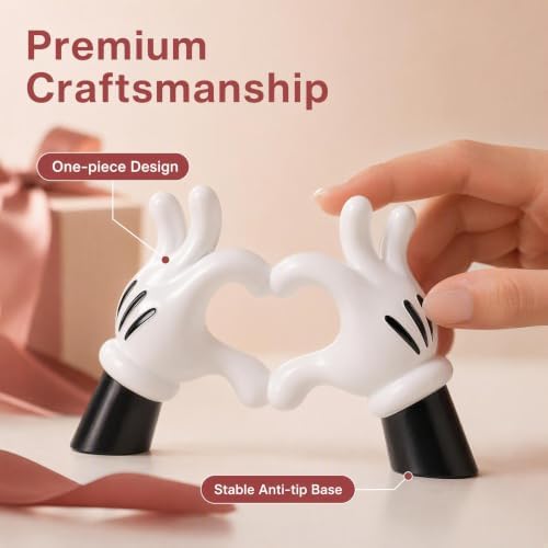 Black White Resin Cartoon Heart Hand Figurine Minimalist Home Decor - Image 6