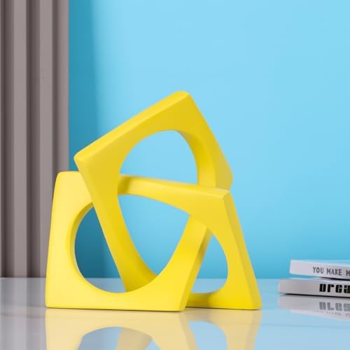 Jax Geometric Yellow Knot Statue Decor, Home Bookcase Centerpiece and Tabletop Sculpture, For Home Decor Accent Cube Ornaments - Image 3