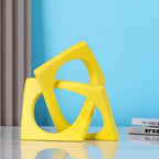 Jax Geometric Yellow Knot Statue Decor, Home Bookcase Centerpiece and Tabletop Sculpture, For Home Decor Accent Cube Ornaments - Image 3