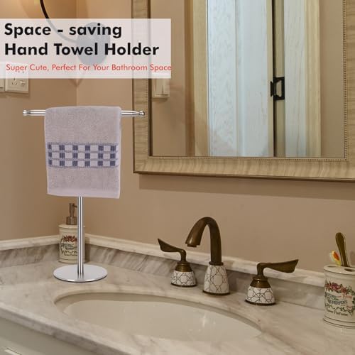 Hand Towel Holder Stand for Bathroom Vanity Countertop Stainless Steel T-Shape Free Standing Towel Rack Stand Towel Bar for Bathroom Kitchen (Brushed Nickel) - Image 4