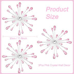 DXYAKY Set of 3 Pink Metal Starburst Wall Art Decor, Rhinestone Crystal Home Decor Accents, 11.8 Inch Decorative Wall Hanging Diamond, Jeweled Sparkle Wall Sculptures for Living Room Bedroom - Image 6