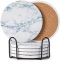 6Pcs Absorbent Coasters Set with Holder,Ceramic Drink Coaster,4 in（A6） by Hoewina