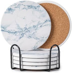 6Pcs Absorbent Coasters Set with Holder,Ceramic Drink Coaster,4 in（A6） by Hoewina