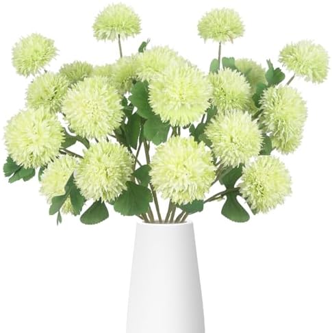 8PCS Green 24 Head 3" Large Fake Chrysanthemum Artificial Flower Balls Stem by Unknown