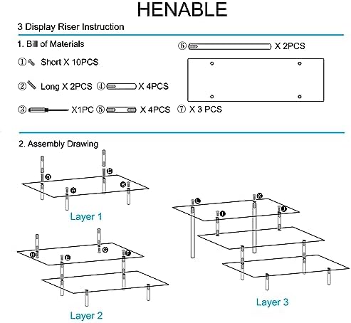 HENABLE 2PCS Acrylic Display Risers, 3 Tier Clear Cupcake Stand Risers, Organizer for Perfume, Funko POP, Food, Tabletop Use - Image 5