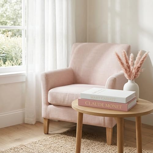 Set of 2 Premium Linen Decorative Books with Hidden Storage - Stackable Faux Book Box for Coffee Table Styling & Organization, Real Fabric Cover Fake Books as Display Riser for Shelf & Entryway - Image 7