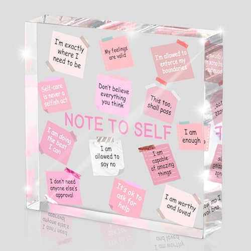 Female Desk Decor, 4x4 Inch Pink Acrylic, Motivational Quotes, Inspirational Desk Decor, Girls Dorm Must-Have, Positive Affirmation Gift for Women by MUZRUYOU