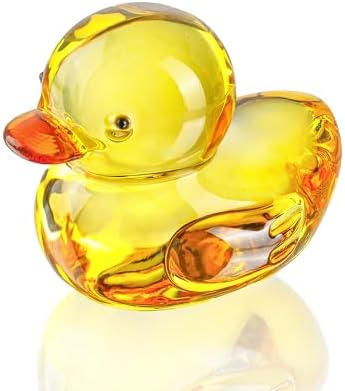 Yellow Crystal Glass Duck Figurine Animal Collectible 2.5 Inch Decor by HDHYALINEDORA