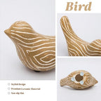 Small Ceramic Birds Statues for Home Decor, Boho Style, Wood-Look, 2PCS - Image 4