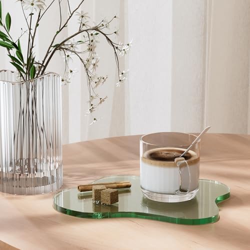 Acrylic Coaster Decorative Plates,Green Bar Drink Coaster, Clear Cloud Shape Coffee Cup Coaster, Perfect for Tabletop Protection and Accessories Display.(Green - Image 5