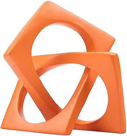 Geometric Cube Orange Knot Decorations, Geometric Sculptures, Modern Home Decorations for Home Decor Accents, Dining Tables, on Shelves, Consoles, entryway Tabletop centrepieces by DOVDOVHomeDecoration