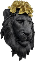 GUSFREUD Black Animal Heads Sculptures Wall Art - Resin Faux Lion for Home Wall Decor, Lion Wall Hanging Decoration for Living Room, Bedroom & Kitchen, Unique Gift Idea by GUSFREUD