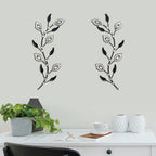 sxnzequnze 2 Set Metal Tree Leaf Wall Art for Home Decor Living Room Bedroom Dining Room Bling Rhinestone, 3D, Iron Branch Hanging Leaf Sculpture Art Pieces -Black 16.5in*6.7in - Image 2