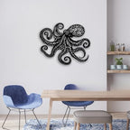 Octopus Metal Wall Decor - Gothic Nautical Room Decor Wall Art Home Decor for Living Room, Bedroom, Dining Room, Bathroom, Office, Coastal, Beach (Black) - Image 5