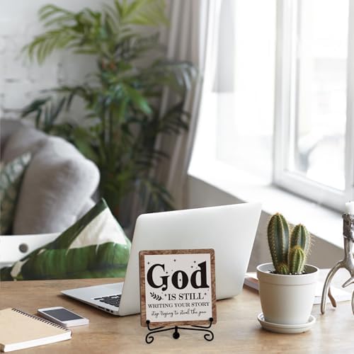 Home Decor, Farmhouse Shelf Decor For Living Room, Boho Aesthetic Table Decorations, Christian Gifts For Women Men, Entryway Tv Stand Fireplace Mantle Coffee Table Decoration (story-04) - Image 5