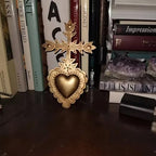 MVTDONT Sacred Heart Wall Cross, Antique Gold Decorative Wall Cross for Home Decor, Vintage Catholic Religious Cross Hanging, Christian Wall Art for Living Room Bedroom - Image 5