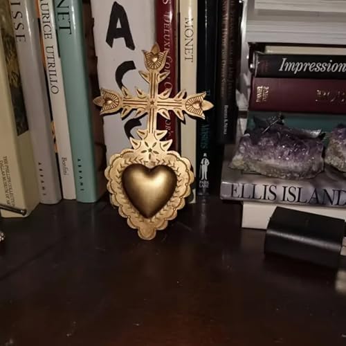 MVTDONT Sacred Heart Wall Cross, Antique Gold Decorative Wall Cross for Home Decor, Vintage Catholic Religious Cross Hanging, Christian Wall Art for Living Room Bedroom - Image 5