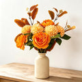 Artificial Flower Bouquet with Vase，Fake Flowers Peony Mums Eucalyptus by RVROVIC