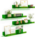 upsimples 4 Pcs 15" Acrylic Shelves for Wall Decor and Display, Green by upsimples