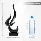 Black Fire Flame Sculpture, Art Modern Abstract Statue, Shelf Accents Decor - Image 2