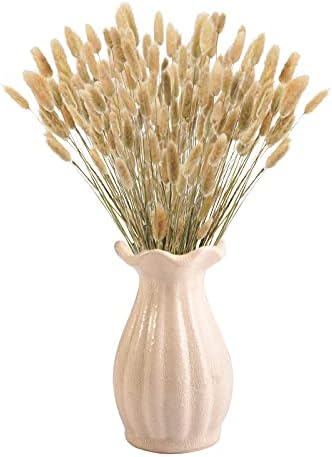 Uieke 17'' Natural Bunny Tails Dried Flowers, 120 Pcs Dried Lagurus Ovatus, Dried Brown Pampas Grass Decor for Farmhouse Flower Arrangements Wedding Home Boho Party Decorations - Image 2